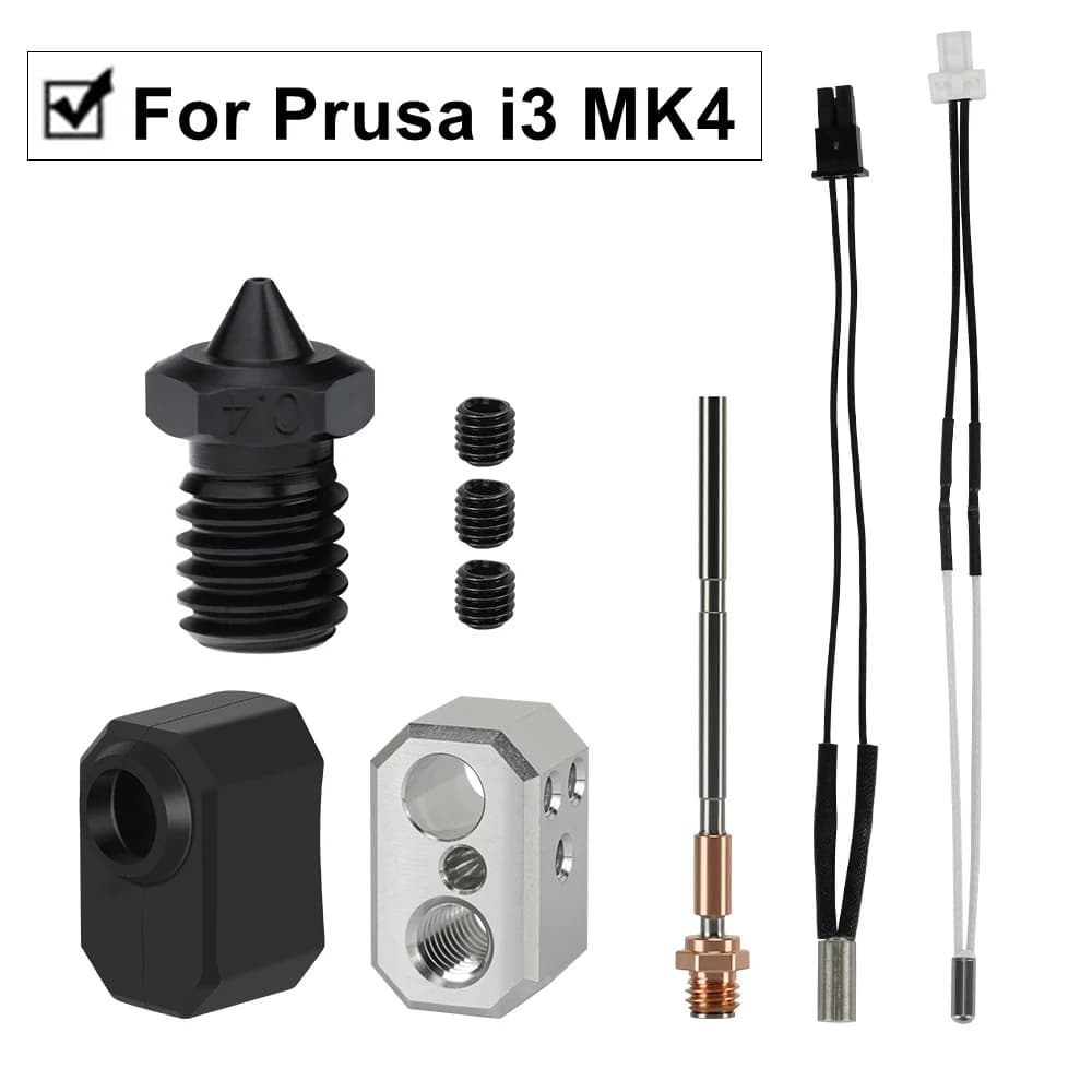 Per Prusa MK4 Hotend Kit Rame Heatbreak Acciaio Duro Ugello 0.4mm Riscaldatore Blocco Cartuccia Termistore Per Prusa i3 MK4 Stampante 3D