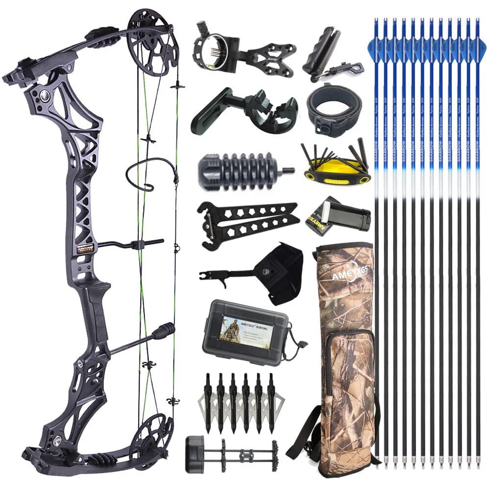 Archery Compound Bow 30-70lbs M129 320fps 80% Let-off Magnesium Alloy Riser for Right Hand Beginners Target Hunting Practice