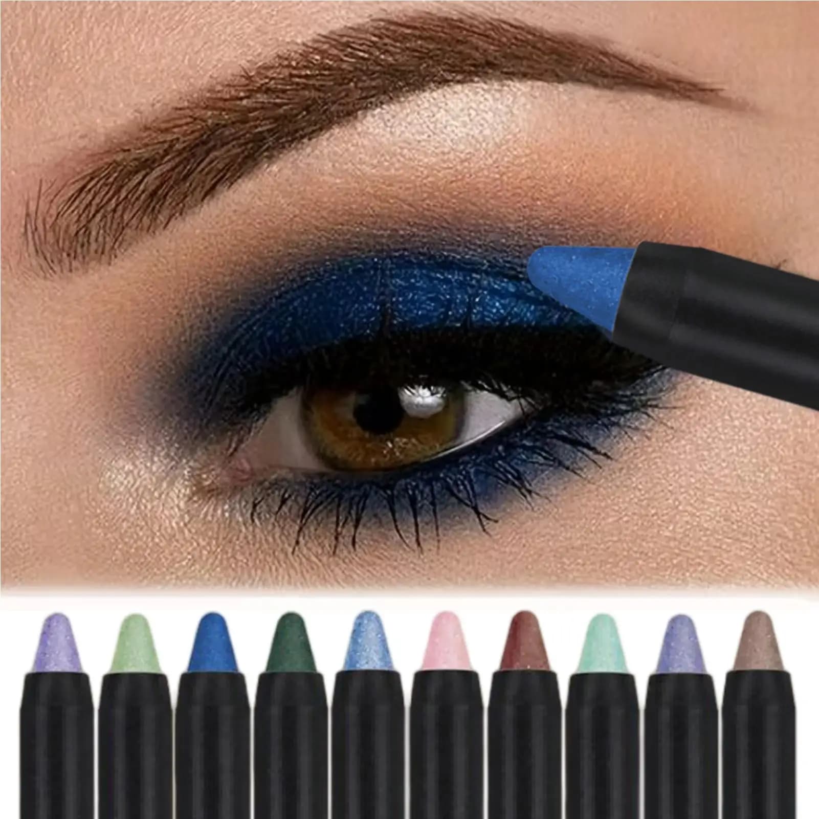 1PC Pearl Eyeshadow Stick, Opaque Shade Pencil, Blue Shade, Lighting Shade, Long Life Waterproof Eye Makeup