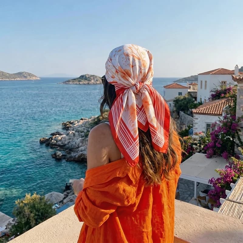 Sciarpa di Lusso, Sciarpa a Turbante, Hijab Stampato, Foulard Quadrato da Donna, Bandana, Fazzoletto da Collo, Fascia per Capelli, Fazzoletto Antivento, Accessori Moda