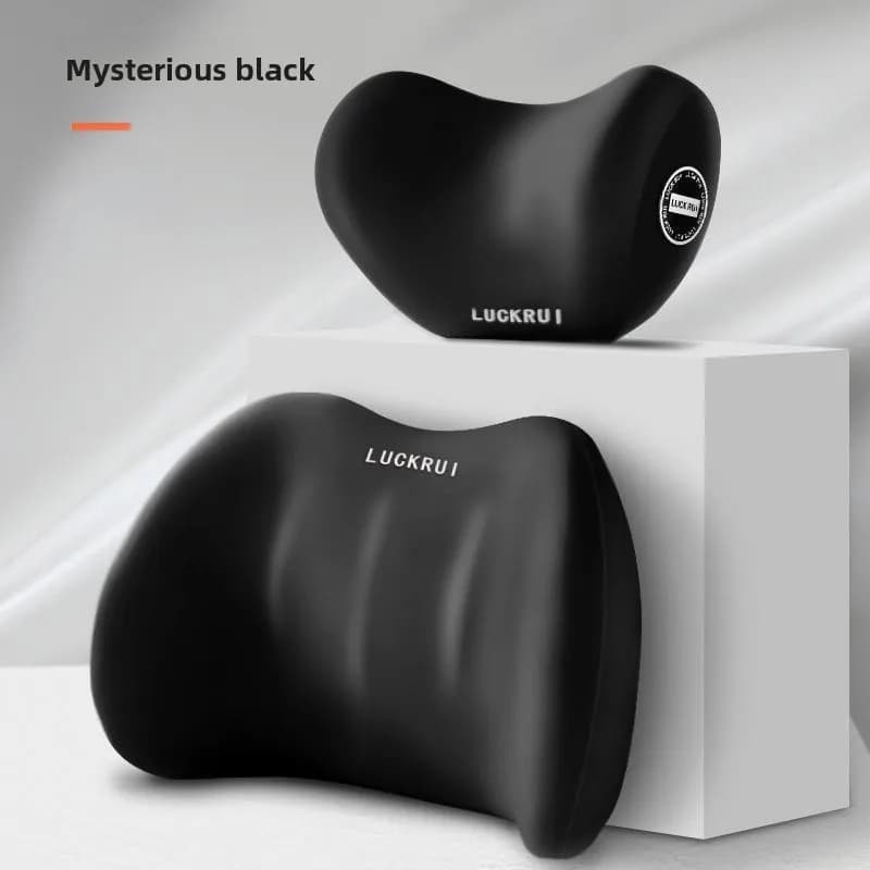 "Set di cuscini per auto in memory foam premium: poggiatesta ergonomico per il collo e cuscino lombare per il comfort di viaggio, supporto per seggiolino auto