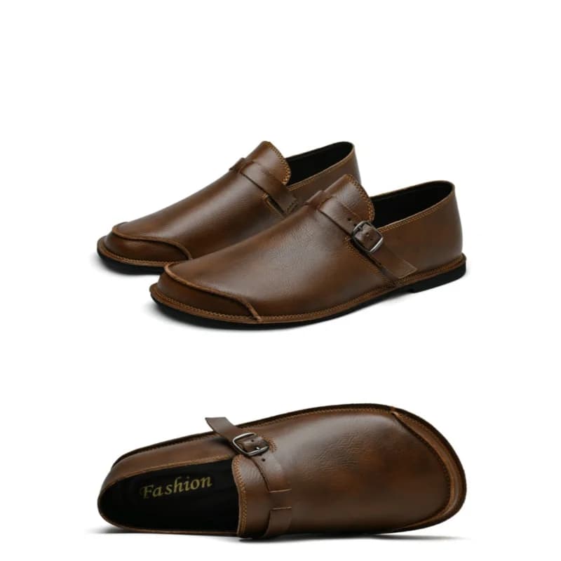 Fashionable New Men'S Low Top Two-Layer Leather Loafers For Daily Casual Soft Surface Flat Shoes Suitable For Formal Occasions