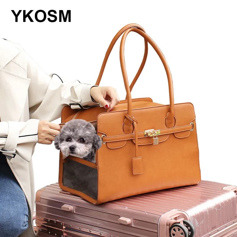 Nuova Borsa di Lusso in Pelle PU per Trasporto Animali Domestici, Borsa Traspirante per Cuccioli e Gatti, Borsa a Tracolla alla Moda per Cani, Borsa da Viaggio Portatile per Animali