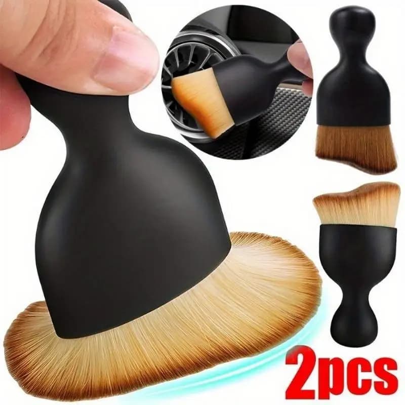 2pcs Car Interior Cleaning Brushes Air Outlet Center Console Soft Brush Dust Removal Crevice Tool