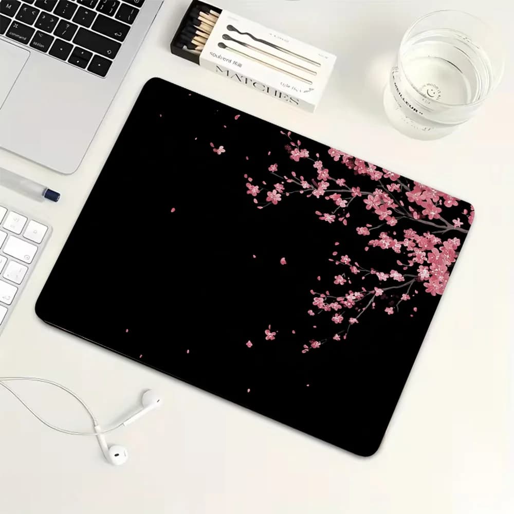Tappetino per mouse piccolo Black Cherry Blossom, tappetino per mouse da gioco in gomma, tappetino per tastiera meccanica, accessori per giochi per PC, tappetino per scrivania del computer
