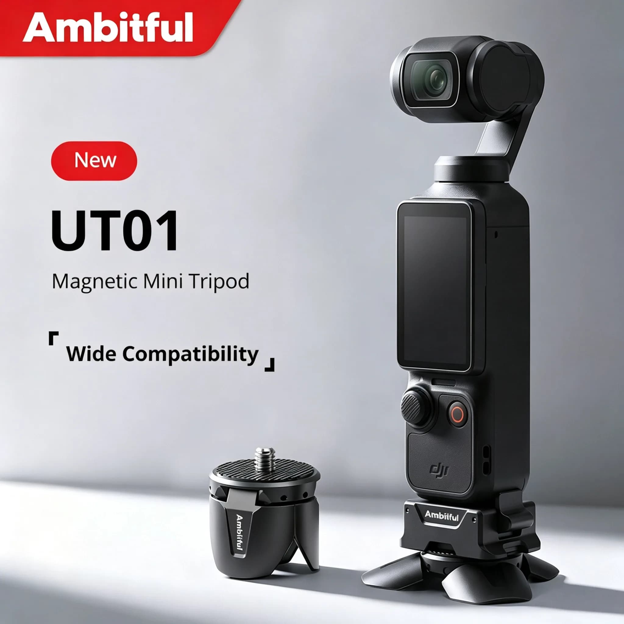 Ambitful UT01 Sports Camera Magnetic Mount Desktop Mini Tripod for DJI Osmo Pocket 4/3 Action 4 Nano