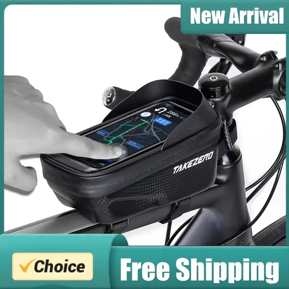 Bicycle Bag with Touch Screen, Waterproof Phone Case, Bicycle Front Frame Rigid Bag, Cycling Accessories
