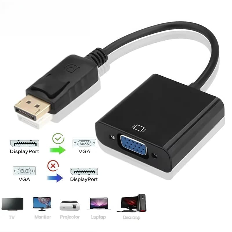 DisplayPort Display Port DP to VGA Adapter Cable Male to Female Converter for PC Computer Laptop HDTV Monitor Projector