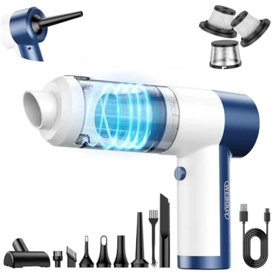 Aspirapolvere portatile per auto 4 in 1 senza fili con elevata potenza di 16000PA, ricaricabile, con motore brushless e