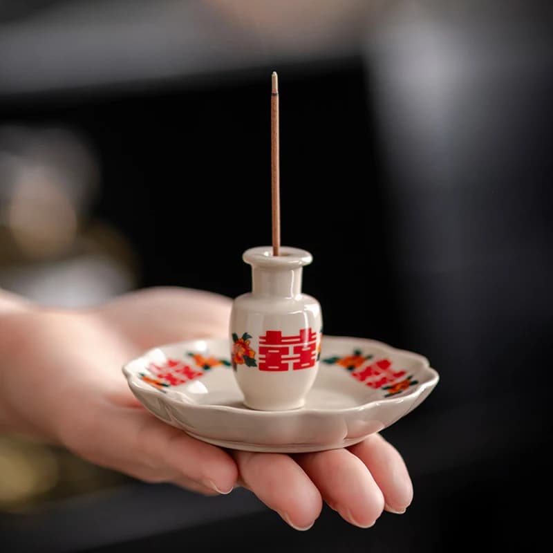2 in 1 Chinese Incense Holder Ceramic Incense Burner for Incense Stick Home Indoor Fragrance Tools Buddhism Supplies Home Decor