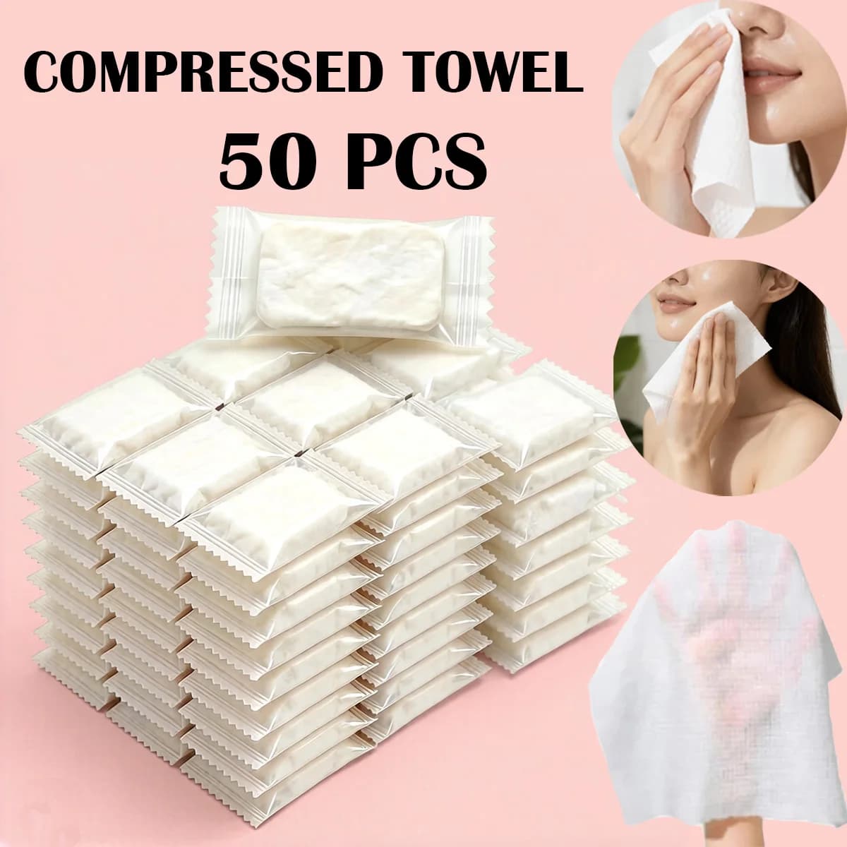 50Pcs Disposable Compressed Towel Portable Individually Packaged Travel Towels Thickened Face Cleansing Towel Fiber Plants