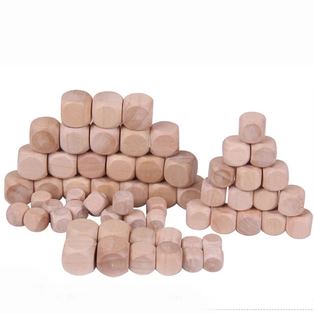 per bambini Gioco da tavolo D6 Dadi Incisione 20mm Famiglia Dadi vuoti Dadi cubici di legno a 6 facce Dadi di legno