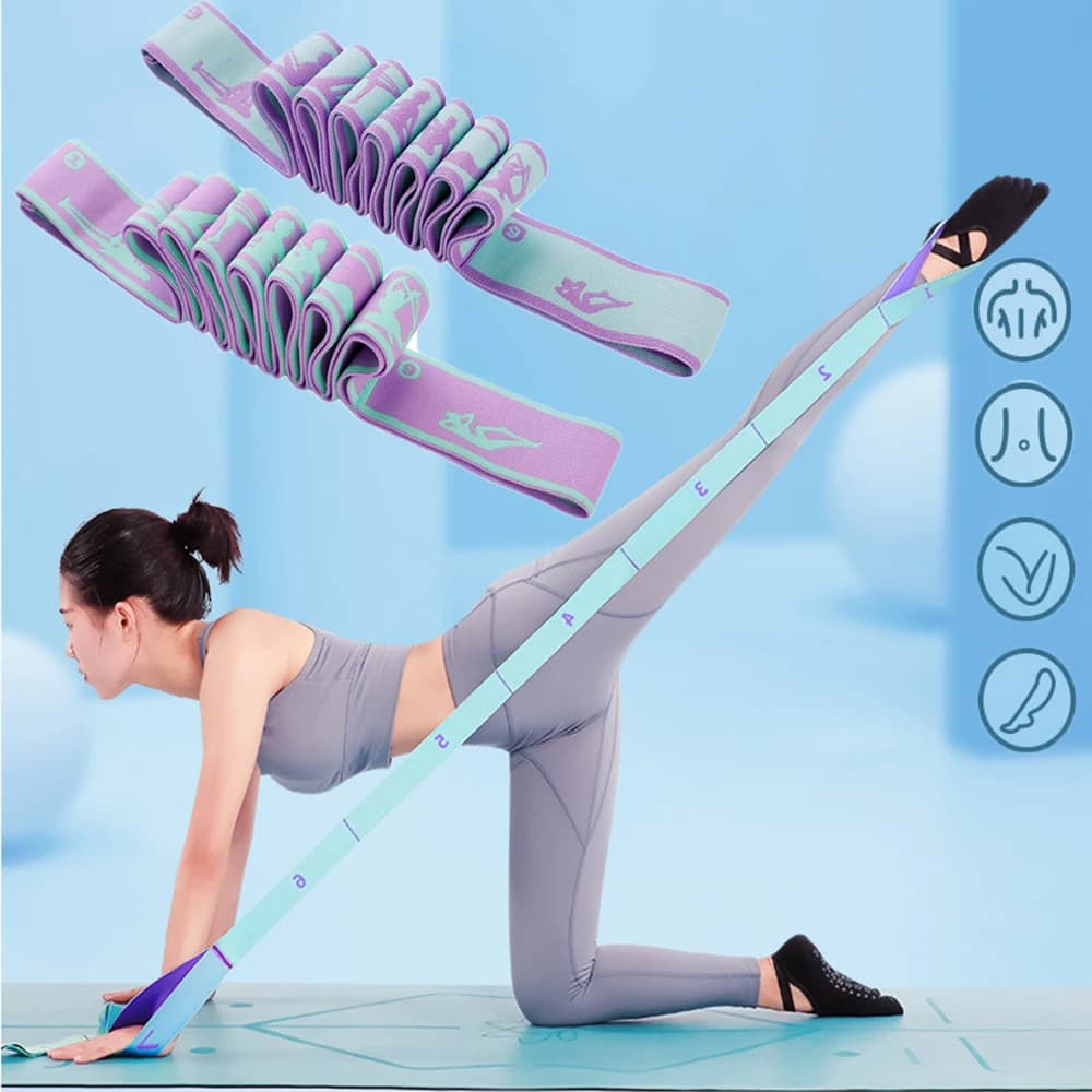 Cintura per yoga, danza latina, stretching, pilates, fitness, sport, fasce elastiche di resistenza con motivo per esercizi yoga