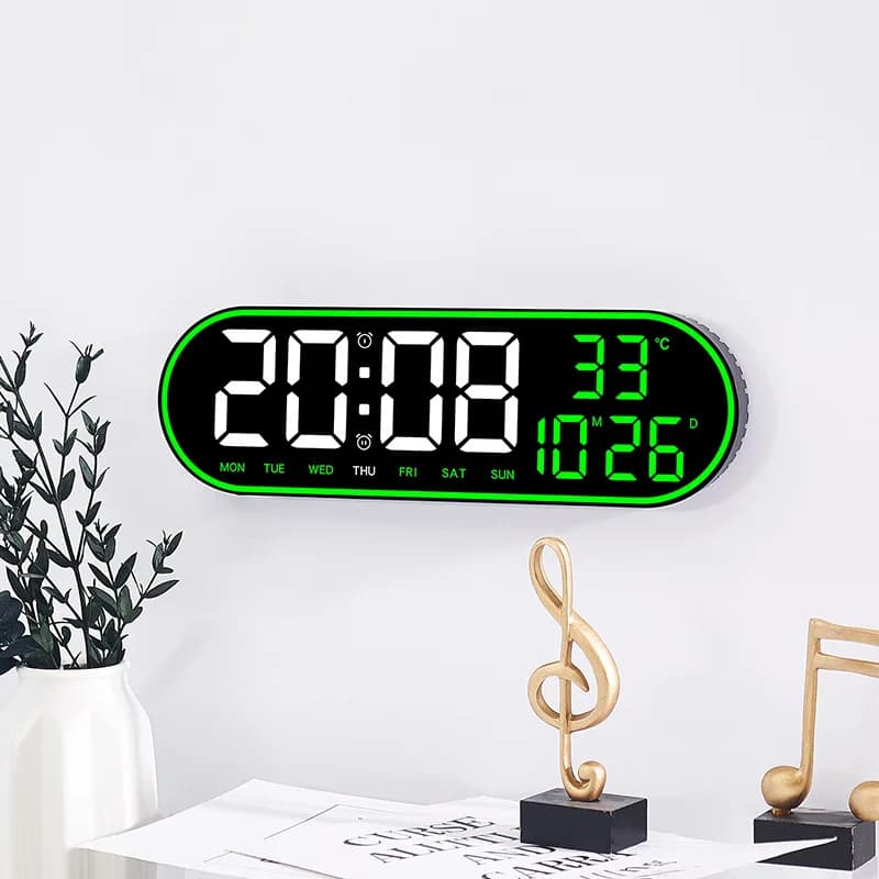 Digital LED Wall Clock Electronic Mute Watch With Remote Control With Temperature Date Display Weekly Display Clock With 15 Inch Timing Function