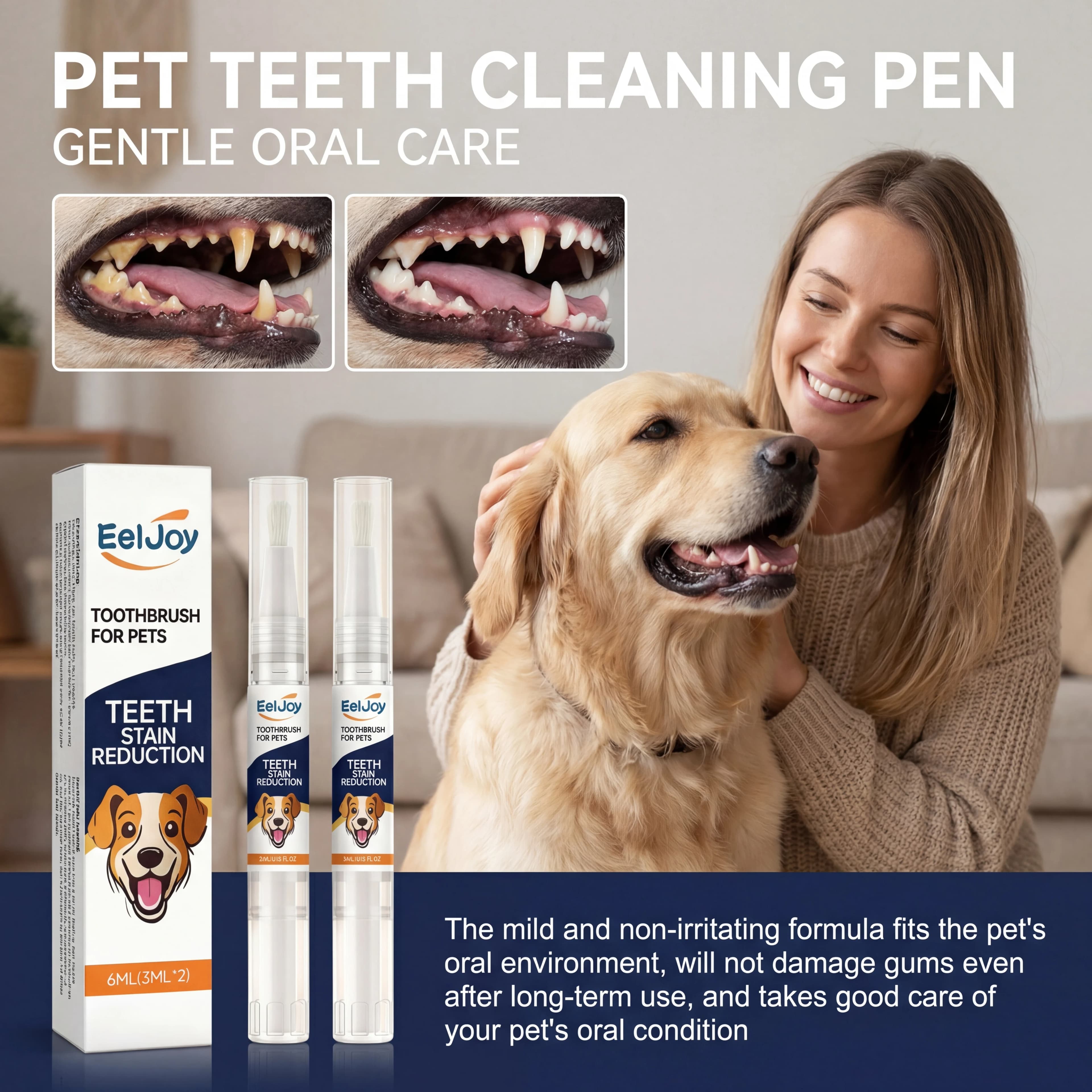 Penna Dentale Professionale per Animali Domestici, 2 Pezzi, Spazzolino per Cani, Cura Orale Delicata, Riduce le Macchie, Alito Fresco, Pulizia Indolore dei Denti di Gatti, Sicuro per l'Uso