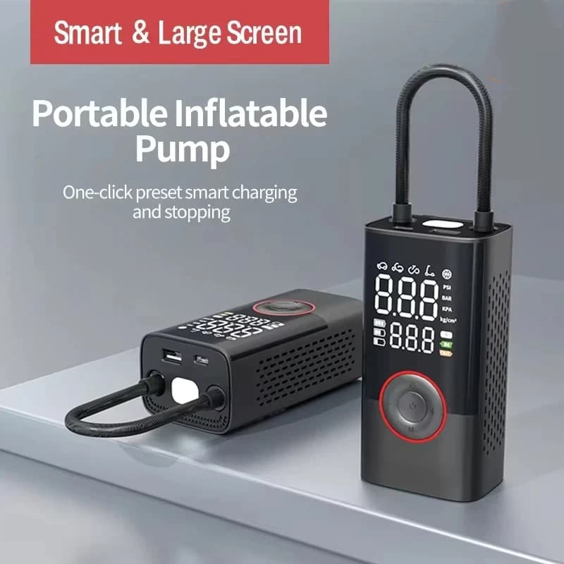 Pompa d'Aria Ricaricabile Xiaomi, Gonfiatore Portatile con Manometro Digitale per Auto, Bici, Moto e Palloni
