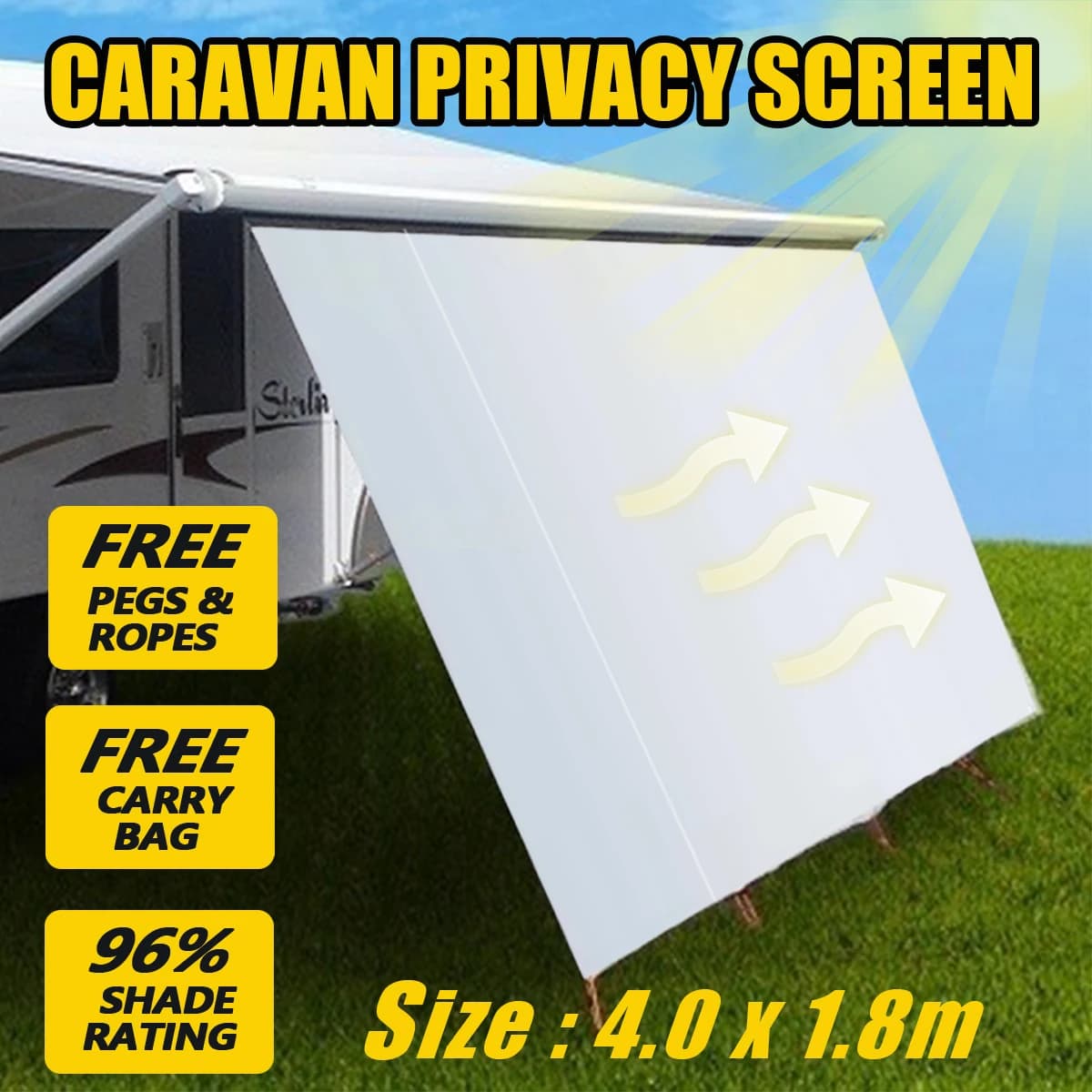 4x1.8M Caravan Privacy Screen tenda laterale per auto tenda da tetto tenda da sole tenda da campeggio SUV baldacchino da campeggio tende da esterno accessori Kit