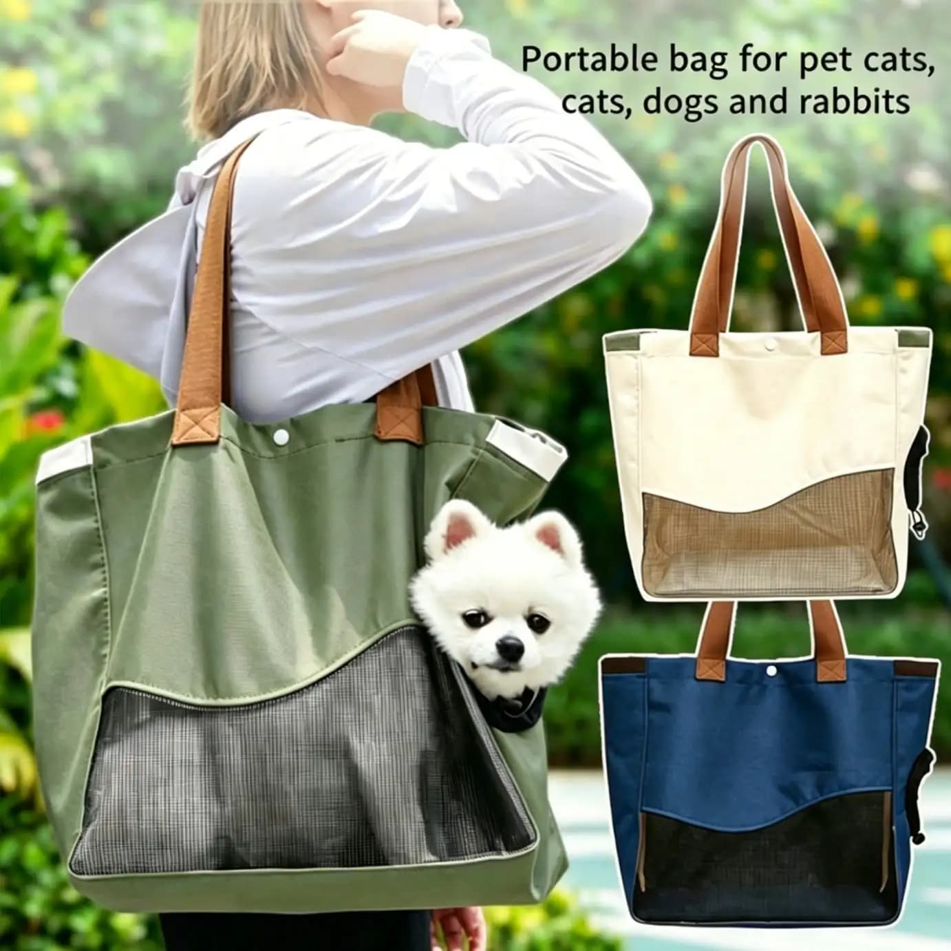 Borsa da trasporto per animali domestici in rete traspirante, adatta per cani e gatti. Design morbido e pieghevole, supporta il trasporto a mano e con tracolla, struttura ventilata per evitare il soffocamento. Dotato di impugnatura rinforzata antiscivolo, materiale impermeabile e resistente all'umidità