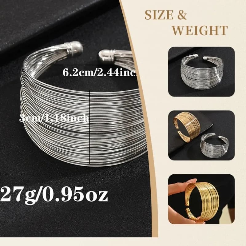 Bracciale Vintage alla Moda, Liscio, Multistrato, Apribile, per Donne, Irregolare, Punk, in Metallo, Regolabile, Accessorio Personalizzato