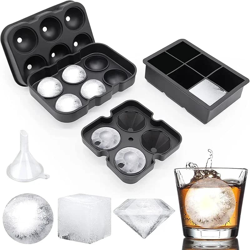 LMETJMA Grandi vassoi per cubetti di ghiaccio Stampi per cubetti di ghiaccio in silicone per congelatore con coperchio Stampo per ghiaccio riutilizzabile per whisky Stampo per ghiaccio a forma di diamante JT08