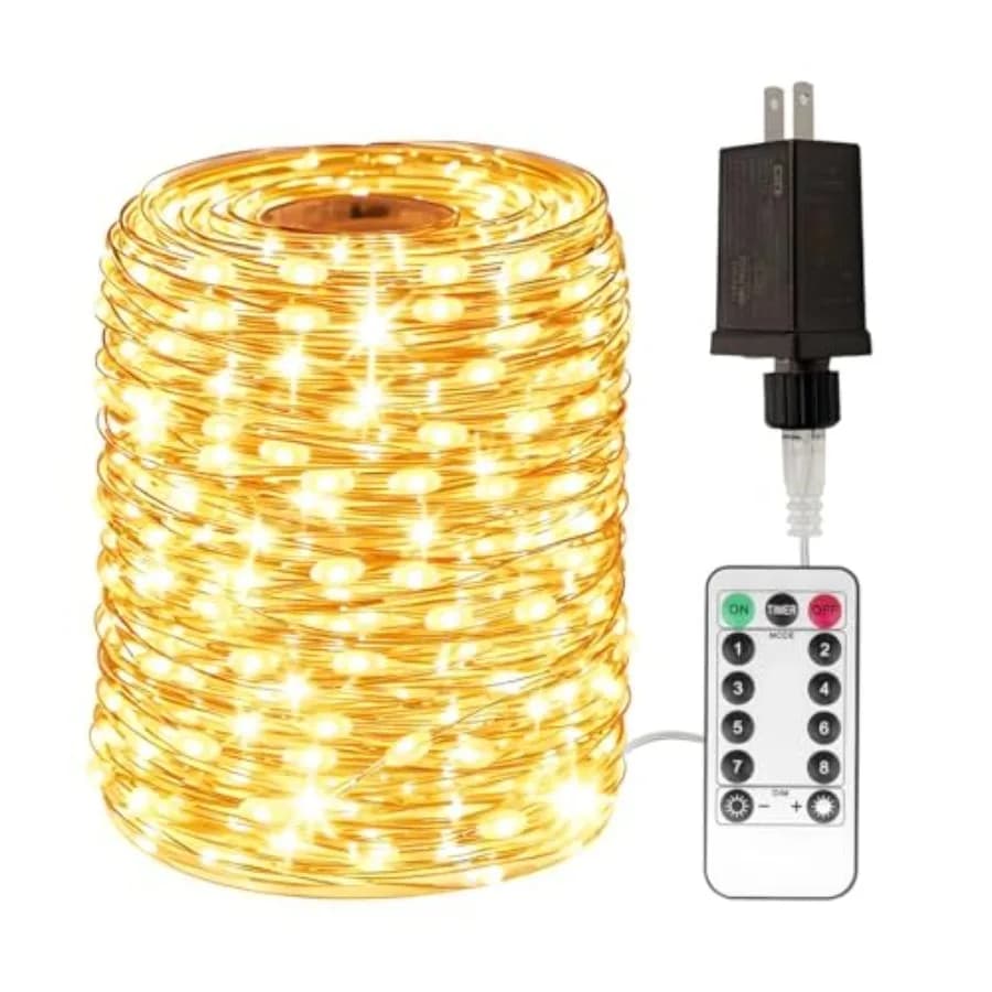 Luci Fatate Extra Lunghe da 200 Metri con 2000 LED, Filo Argentato, Impermeabili per Esterni, con Telecomando per Soggiorno e Camera da Letto