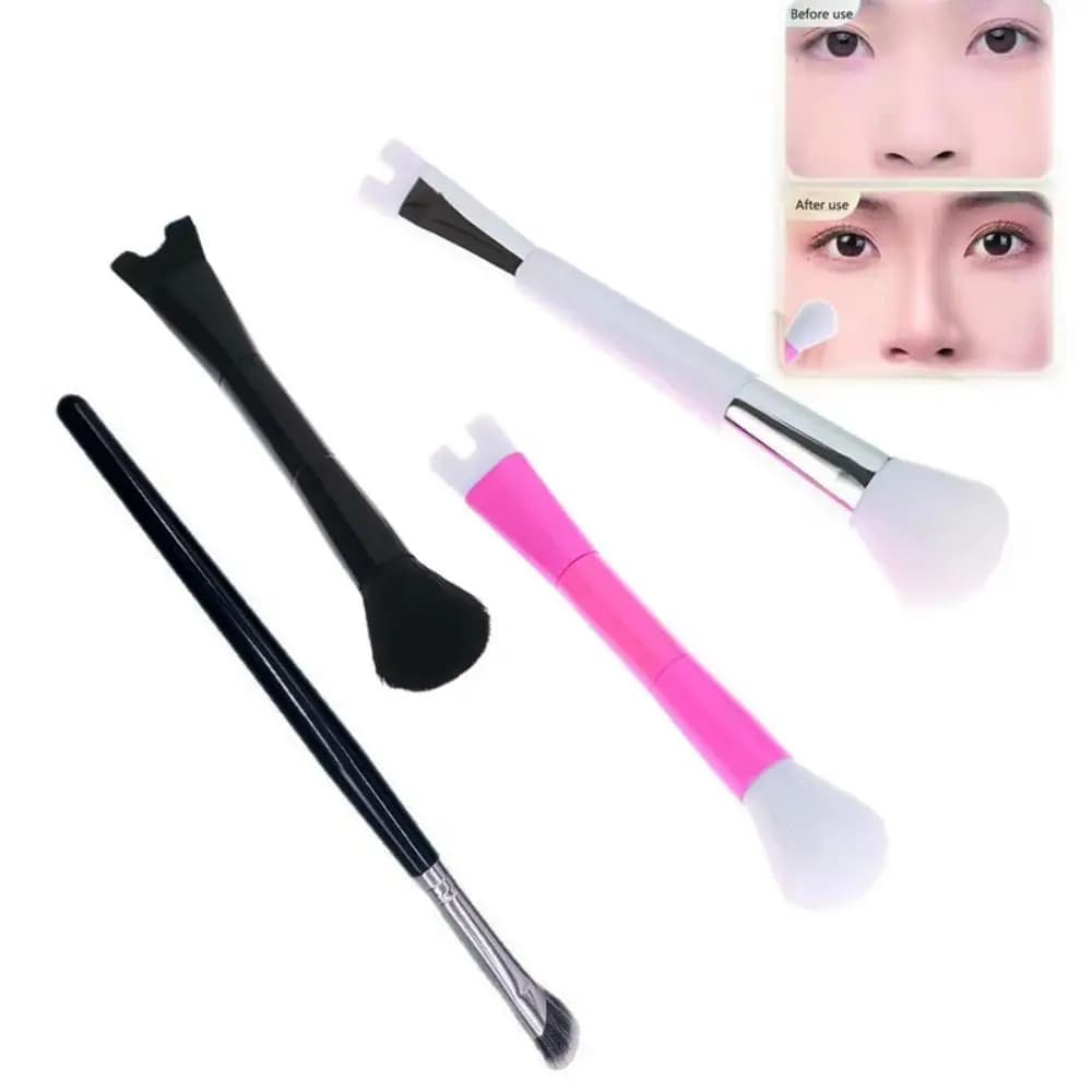 Set di pennelli per contorno naso a doppia testa da 2 pezzi Pennello per ombretto per naso portatile 2 in 1 Pennello per ombretto morbido a forma di U per donna
