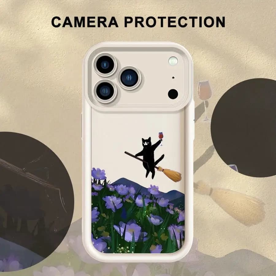 Soft Shell Case for iPhone 17 Air 15 16 14 Plus XR XS Max 13 12 11 Pro Max 16e Flower Cat