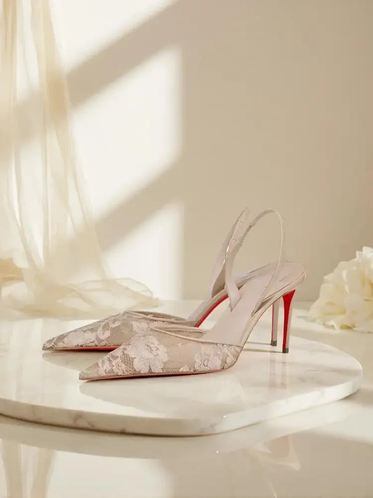 Nuovi Sandali da Donna Primaverili ed Estivi con Punta a Stiletto, in Rete e Pizzo, Trasformabili, Eleganti per Banchetti e Cerimonie