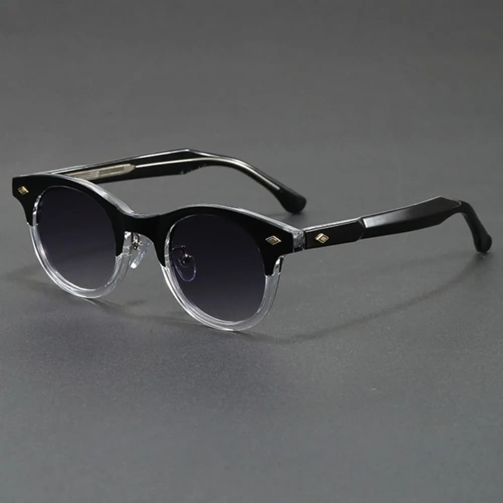 Round frame glasses, temple decorated with rhombus rivets, simple casual style, suitable for both men and women