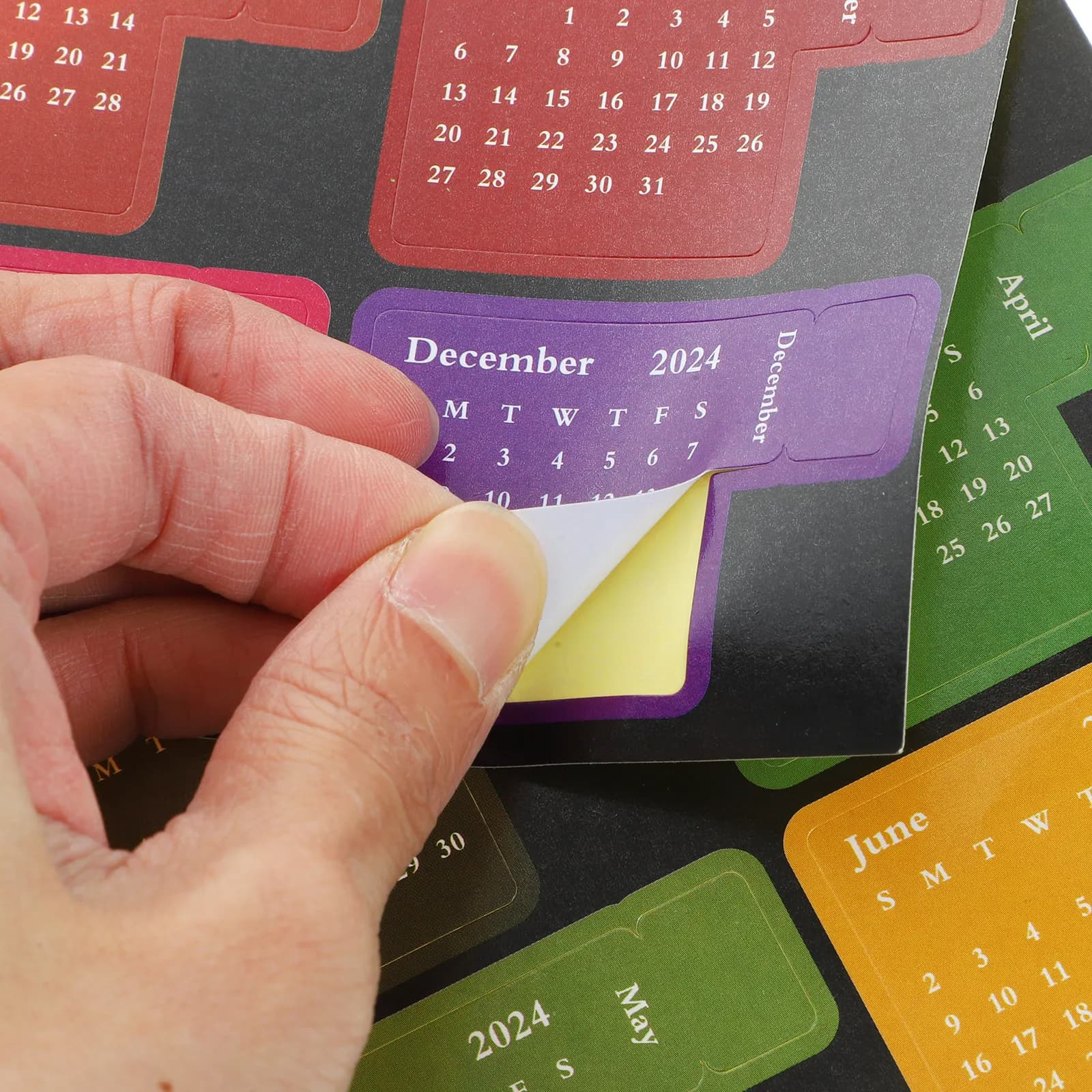 12 Fogli di Adesivi per Quaderno Fai-da-Te, Calendario Mensile 2024, Indici Colorati, Segnapagina Adesivi per Agenda e Quaderno