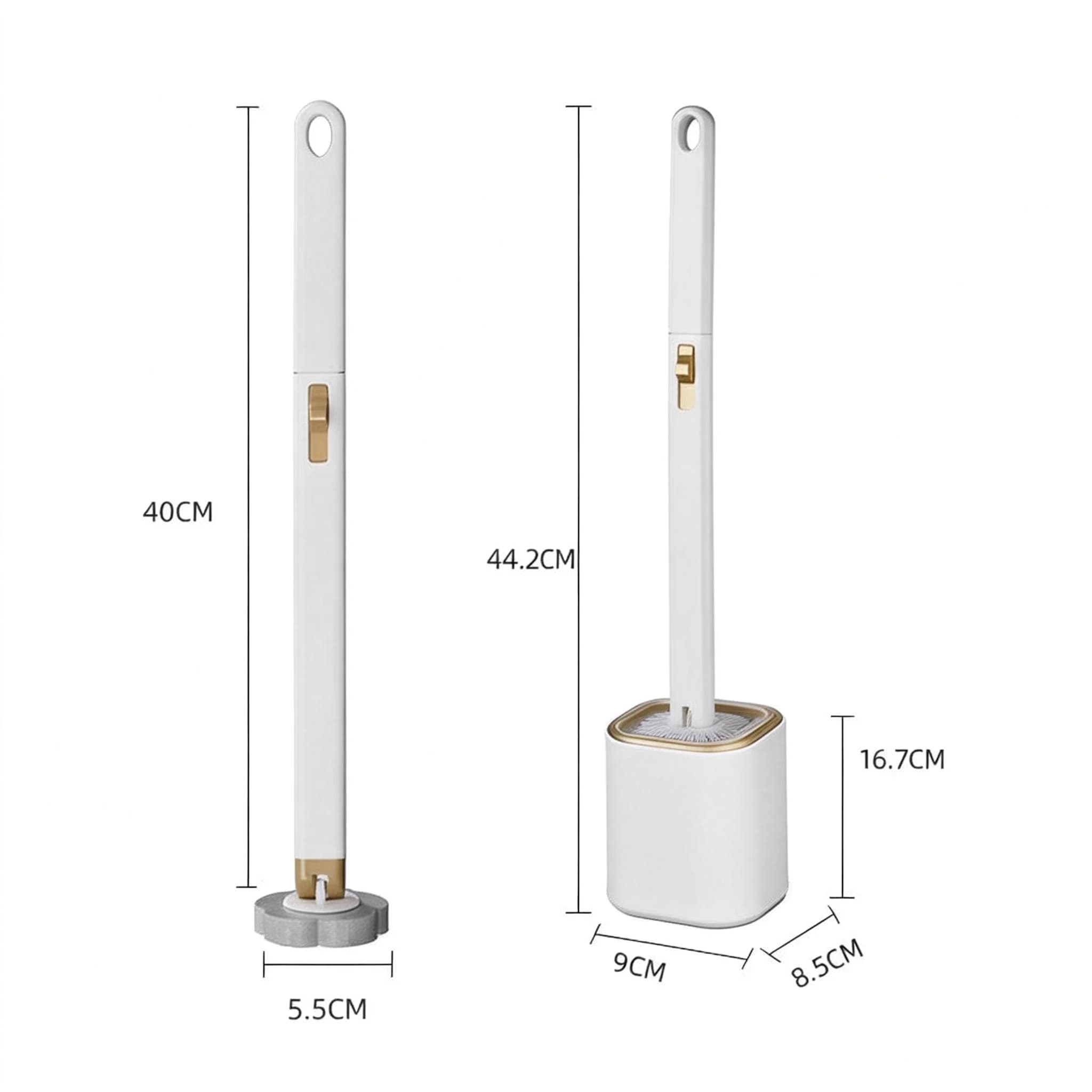 Wall Mounted Toilet Brush Set with Disposable Heads, 3-Layer Cleaning System, One-Click Replacement Design, Bathroom Cleaning