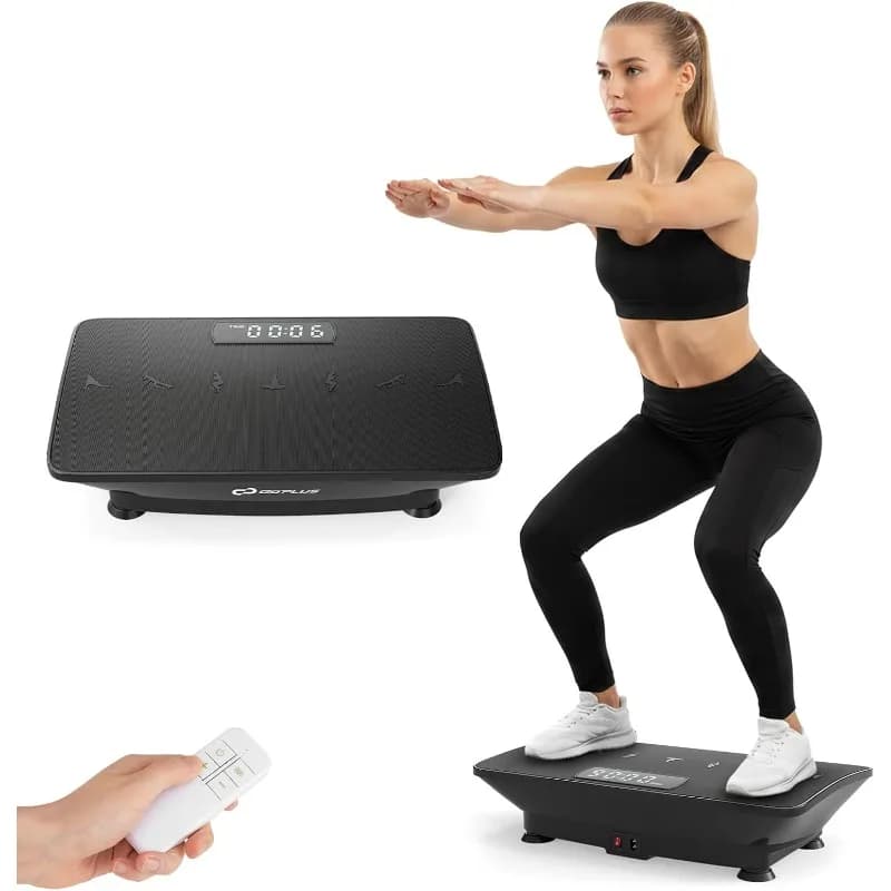 Goplus Vibration Platform for Exercises, Lymphatic Drainage Machine with Remote Control, LED Display, For Weight Loss