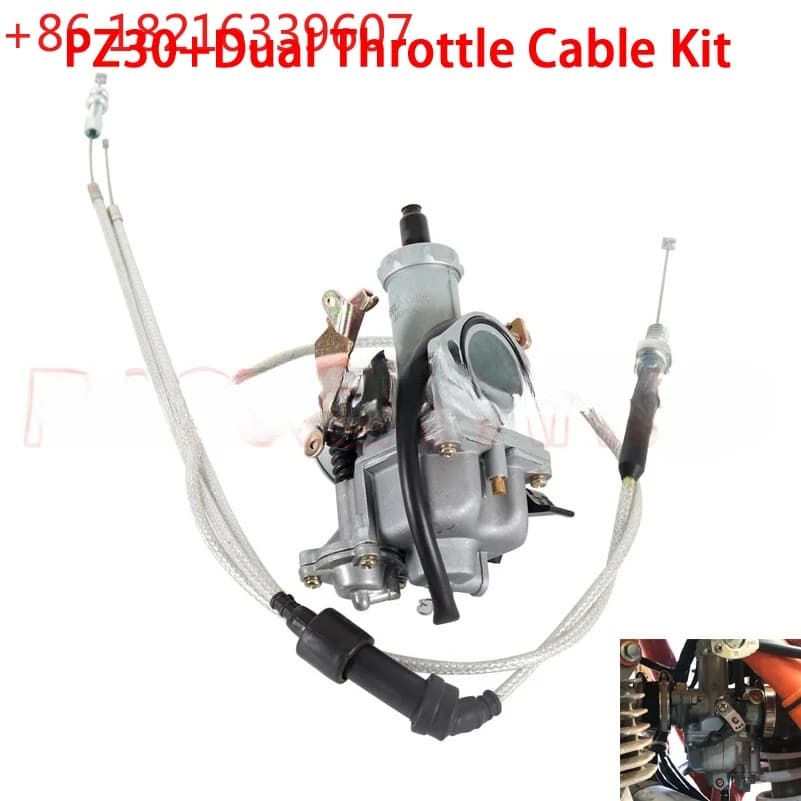 Carburatore TAO PZ30 30mm con pompa di accelerazione e starter a cavo, modello PZ30B + Kit doppio cavo acceleratore per Dirt Bike, Pit Bike, Quad 200cc 250cc