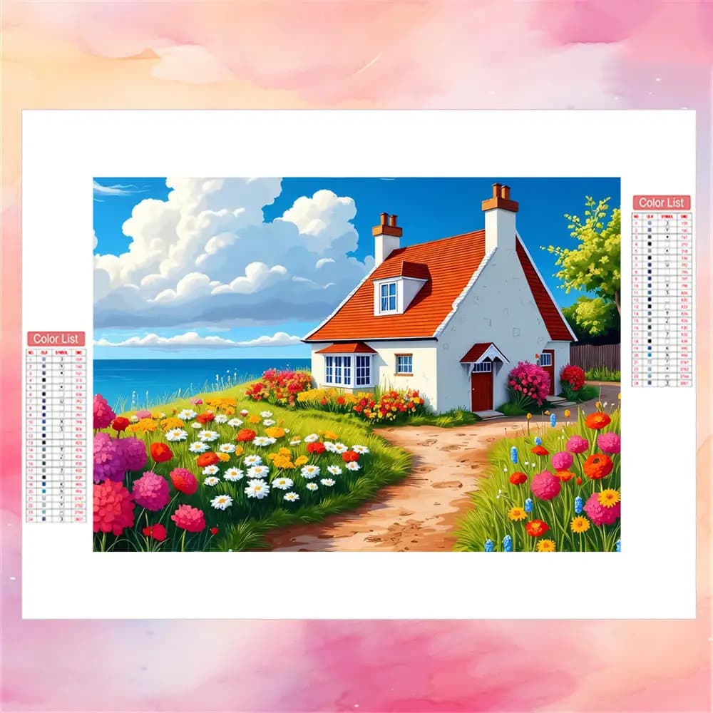 AZQSD Pittura Diamante Paesaggio Casa Nuovo Arrivo Pieno Quadrato Rotondo Trapano Punto Croce Kit Ricamo Mare