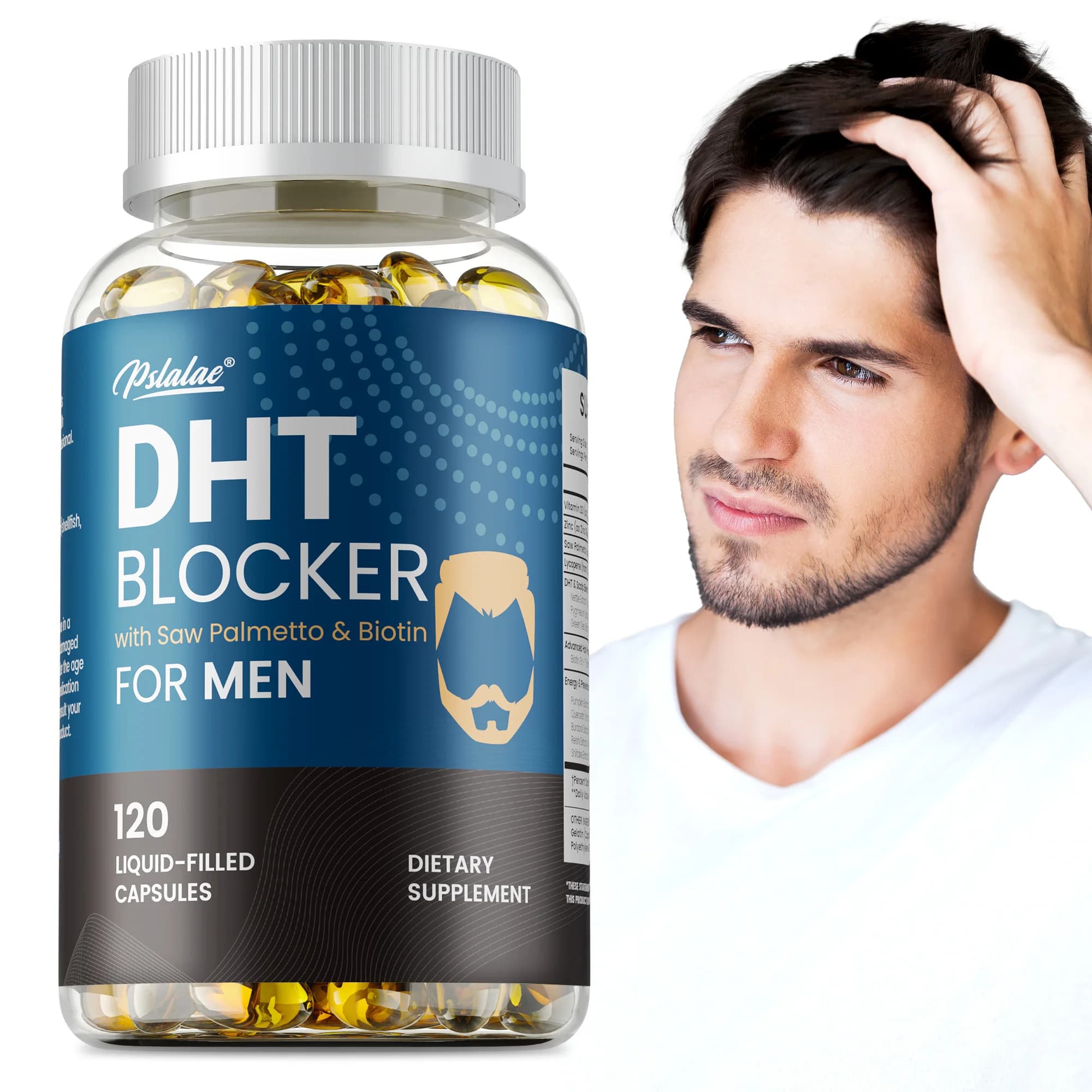 Bloccanti DHT per uomo - Contiene Saw Palmetto e biotina, per la salute dei capelli, promuove l'assorbimento nutrizionale, per la crescita naturale dei capelli