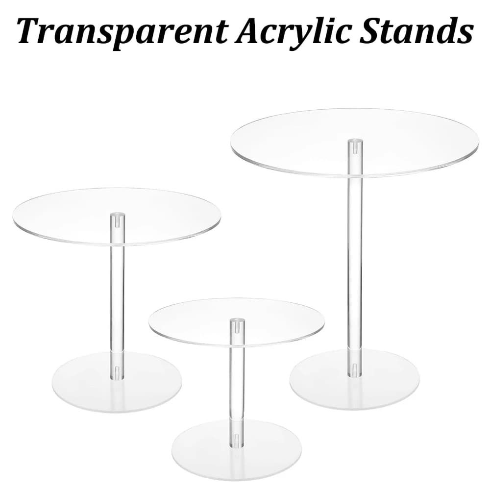 Espositore per gioielli con cornice rotonda in acrilico trasparente, braccialetto per gioielli, bambola, torta, cupcake, dessert, scaffale trasparente per organizer