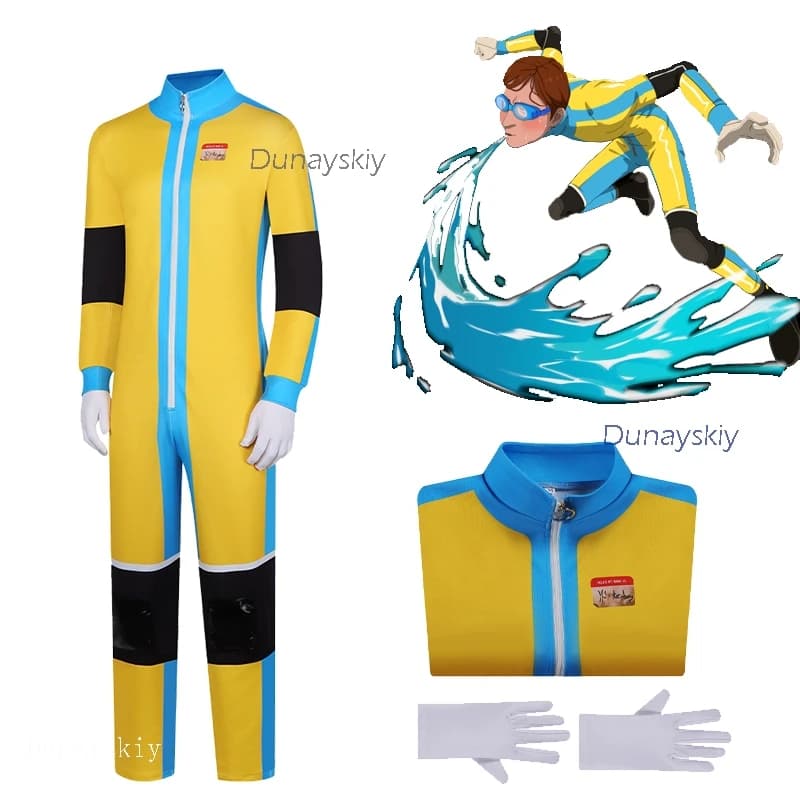 Costume da Cosplay Game Dispatch Waterboy Herman, Tuta da Supereroe, Abbigliamento per Giochi di Ruolo, Uniforme con Mantello e Parrucca, Set Completo per Uomo, Halloween