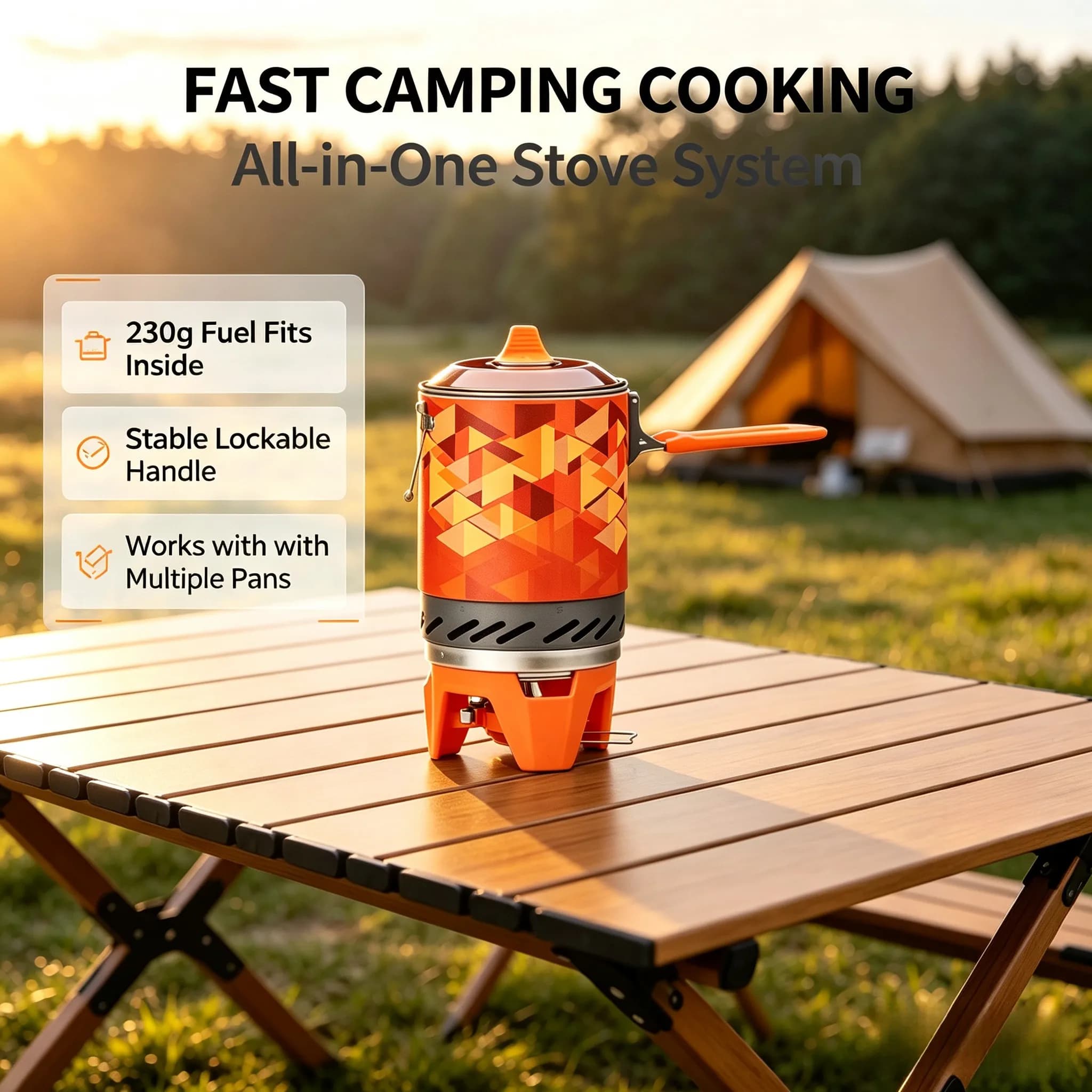 Portable Camping Stove 1500W Efficient Heat System Pot Stand For Outdoor Cooking Gear Hiking Backpacking Survival Equipment Part