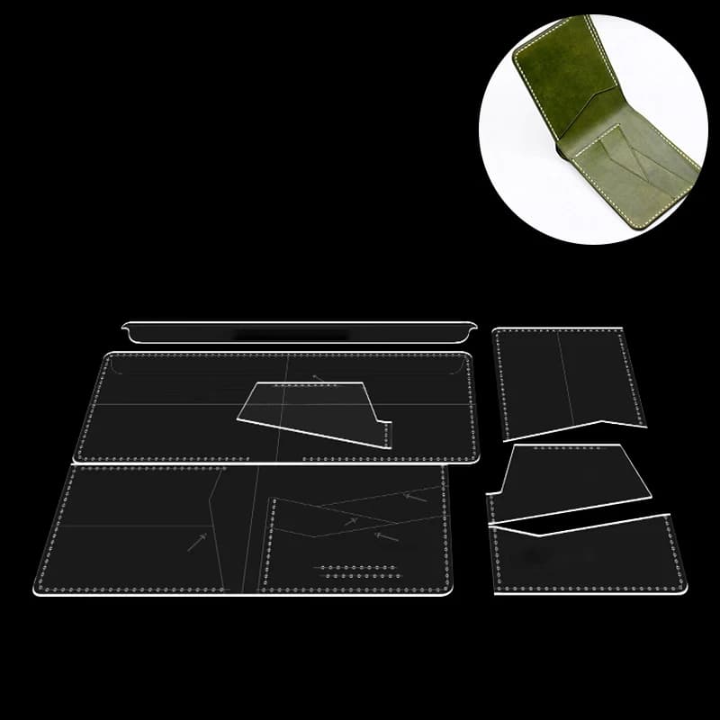 NUBECOM 7PCS Custodia per carte per creazione di modelli in acrilico Portafoglio corto pieghevole fai-da-te Stampo acrilico Forniture per stencil artigianali in pelle fatte a mano
