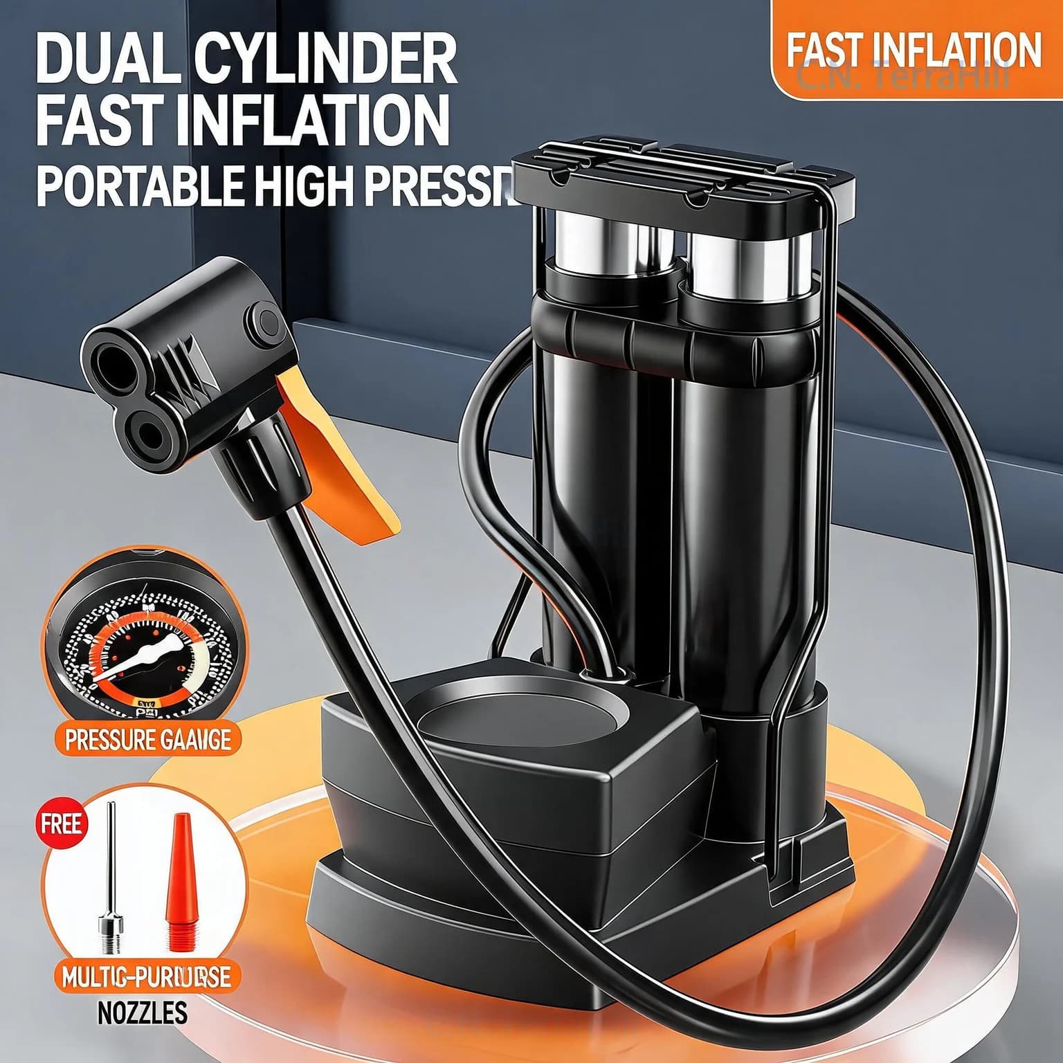 Multifunctional High Pressure Portable Foot Pump for Bicycle Motorcycle Electric Bike