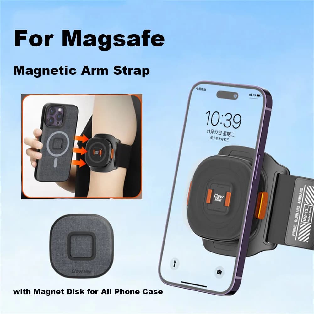 Vrig Mg-13L Mini Claw for Magsafe Magnetic Brace Phone Support Arm Strap for Running Fitness Outdoor Cycling Belt