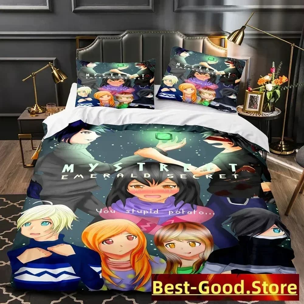 Set di Biancheria da Letto APHMAU, Set Copripiumino Kawaii Aphmau, Set Lenzuola Stampate, Federe, Misure Full Queen King, Piumone per Camera da Letto