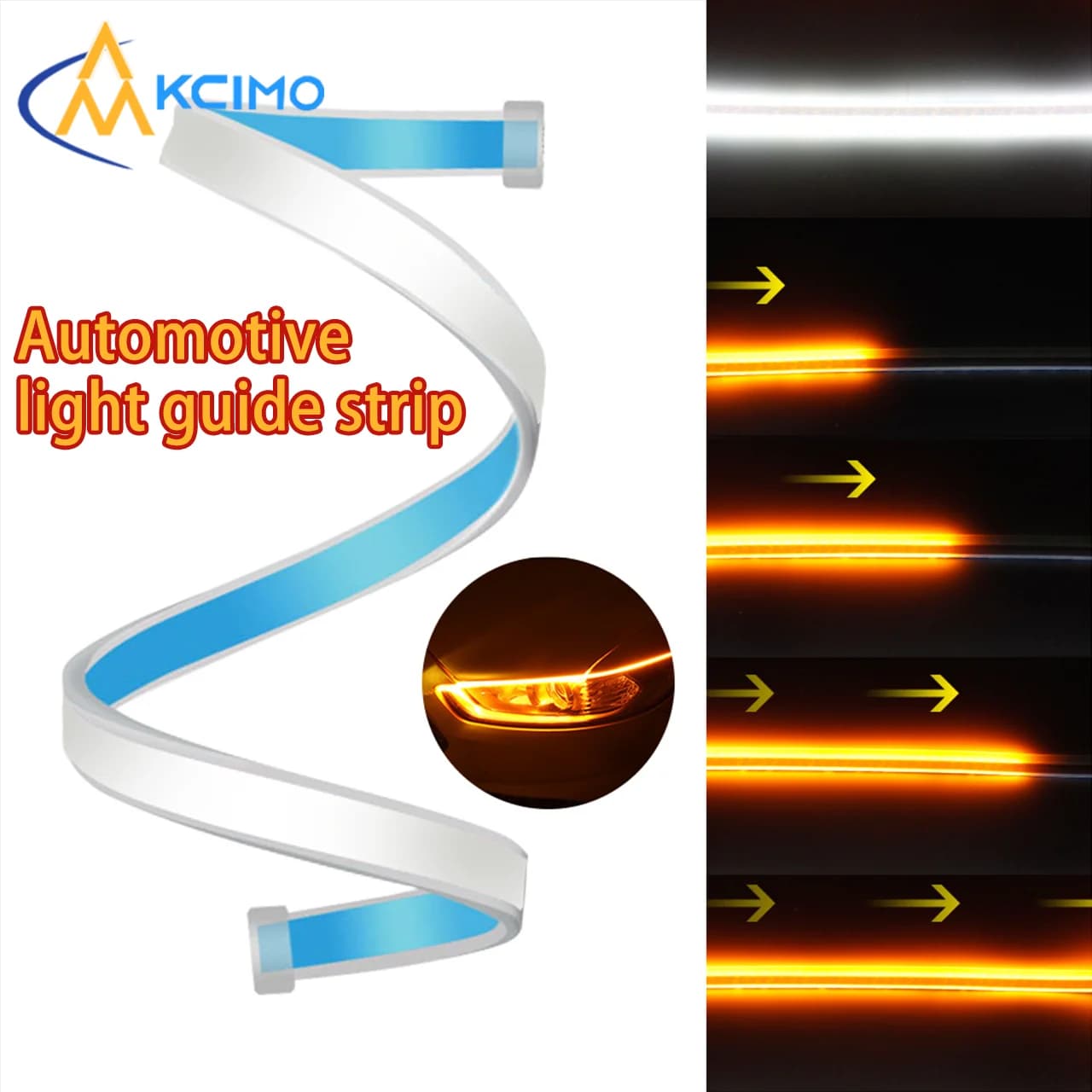 Luce Diurna LED Flessibile 12V per Auto - Striscia Impermeabile Bianca con Indicatori di Direzione e Luci di Stop a Flusso per Styling Auto