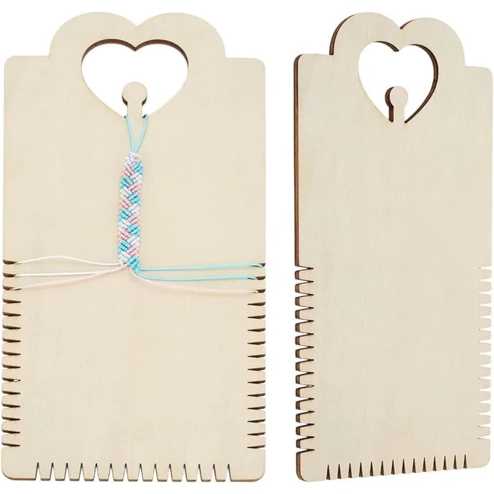 Kit per la creazione di braccialetti dell'amicizia in legno compensato da 2 pezzi, 24x12 cm/9,5x4,7 pollici Strumento artigianale per creare braccialetti con corde bianche