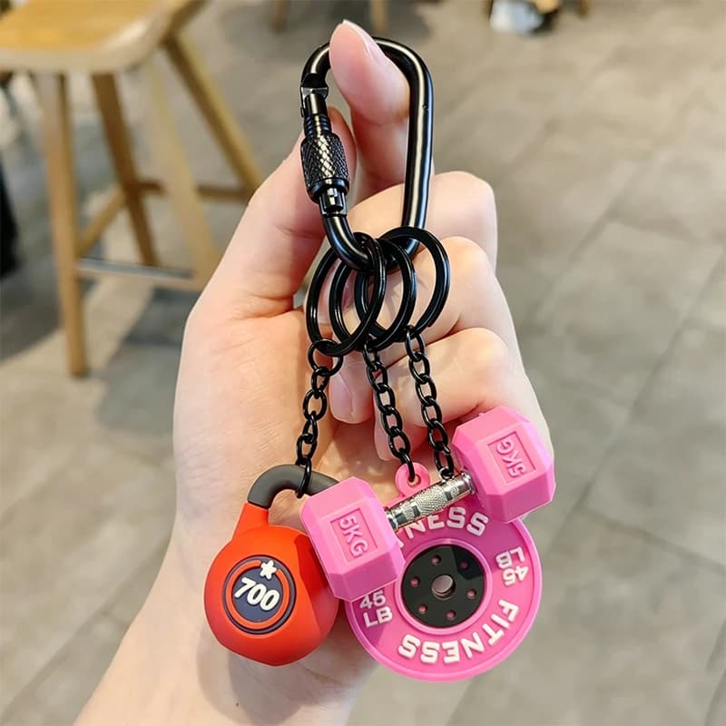 Fashion Handmade Rope Gym Series Key Chain Key Ring Detachable Kettlebell Keychain Dumbbell Keychain