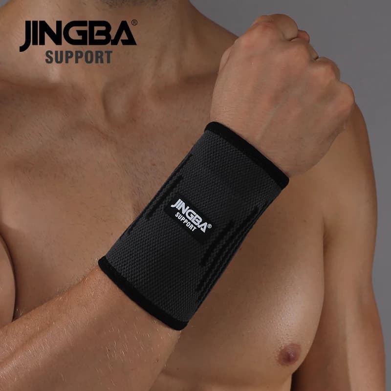 SUPPORTO JINGBA Fascia da polso in nylon caldo da uomo Fasciatura fitness Supporto per polso Equipaggiamento protettivo Supporto per cinturino Tennis Badminton Brace
