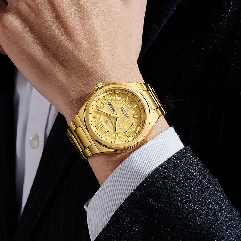 2026 New Military Luxury Man Watch Round Waterproof Luminous Date Week Men Watch Stainless Steel Quartz Men's Watches Reloj+box