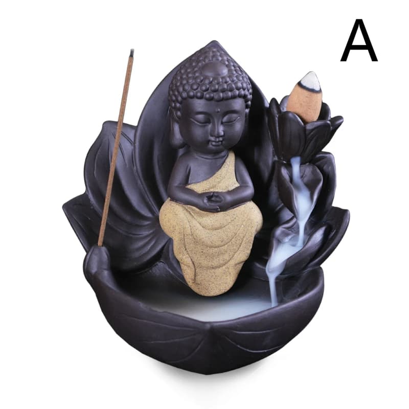 Base per ornamento per decorazione domestica in ceramica Guanyin Bullet Backfolw Porta bastoncini per incensiere Tathagata