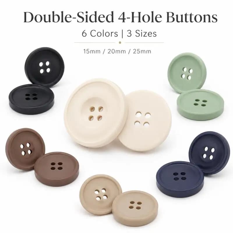 10 Pcs Bright Color Resin Buttons 15-25mm Large 4-Hole Round for Sewing DIY Clothing Craft Button Set