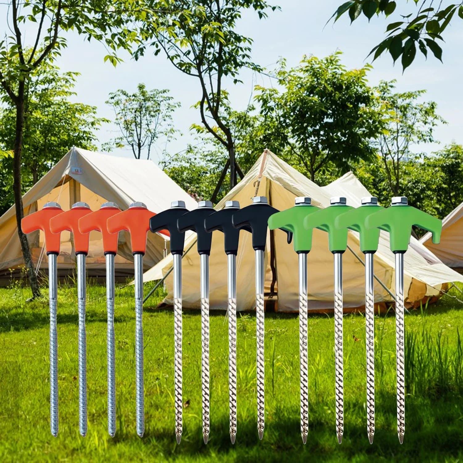 8-inch Screw in Tent Stake New Anchor Screw Heavy-duty Screw Outdoor Camping Tent Stake Screw in Heavy-duty Tent Stake (8PCS)